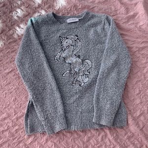 Long sleeve sweater top with Unicorn sequins